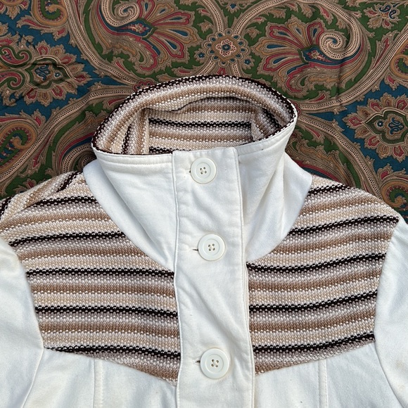 PRANA ROWEN Knit Woven Trim Long coat
Button down cotton stretch cream& brown S - Picture 5 of 10